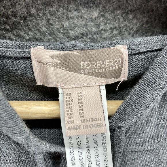 New Forever 21 Top Women M Medium Gray Sleeveless Hooded Viscose - Picture 6 of 11